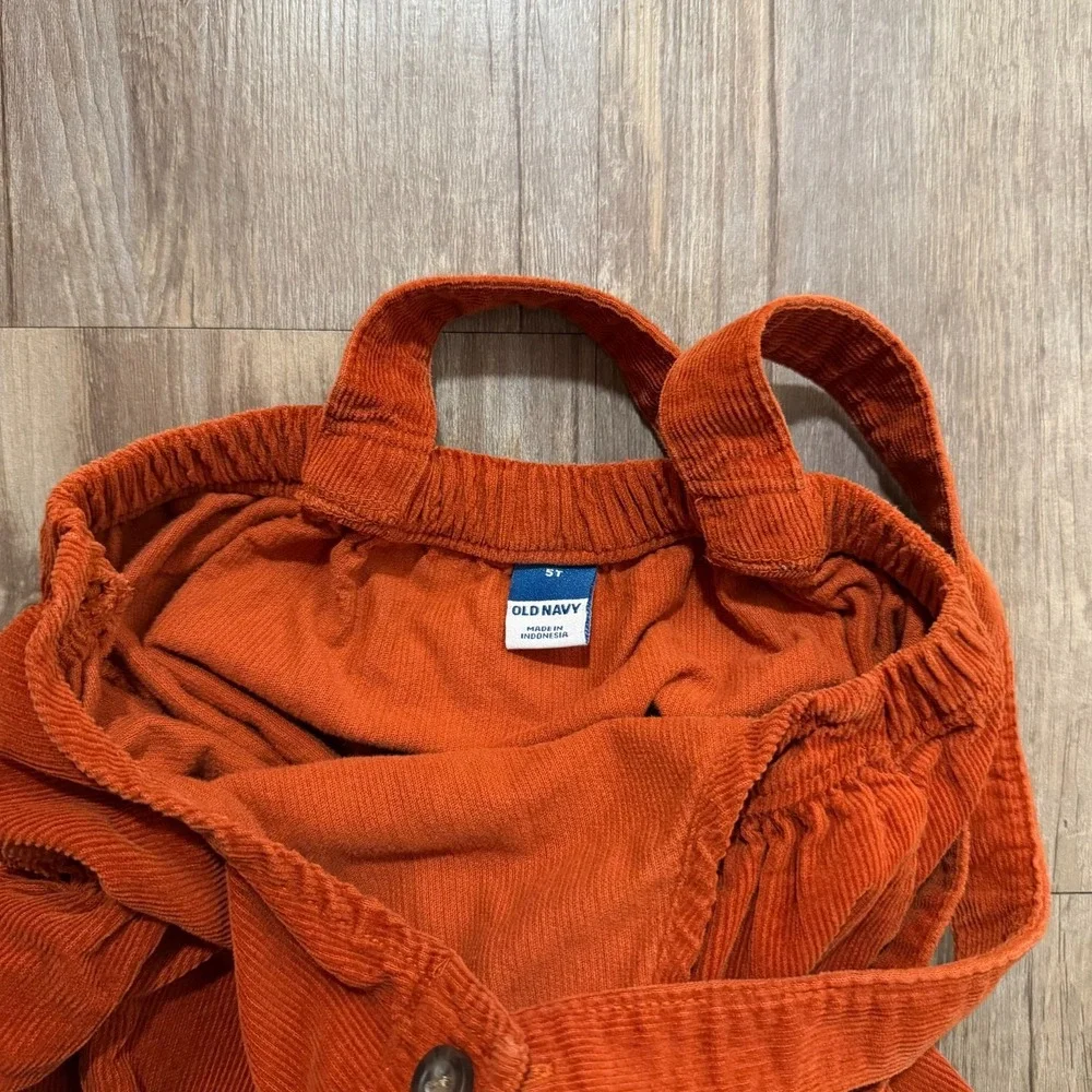 Old Navy Corduroy Overall Dress Baby Girls 5T Rust Orange Elasticized‎ Waist